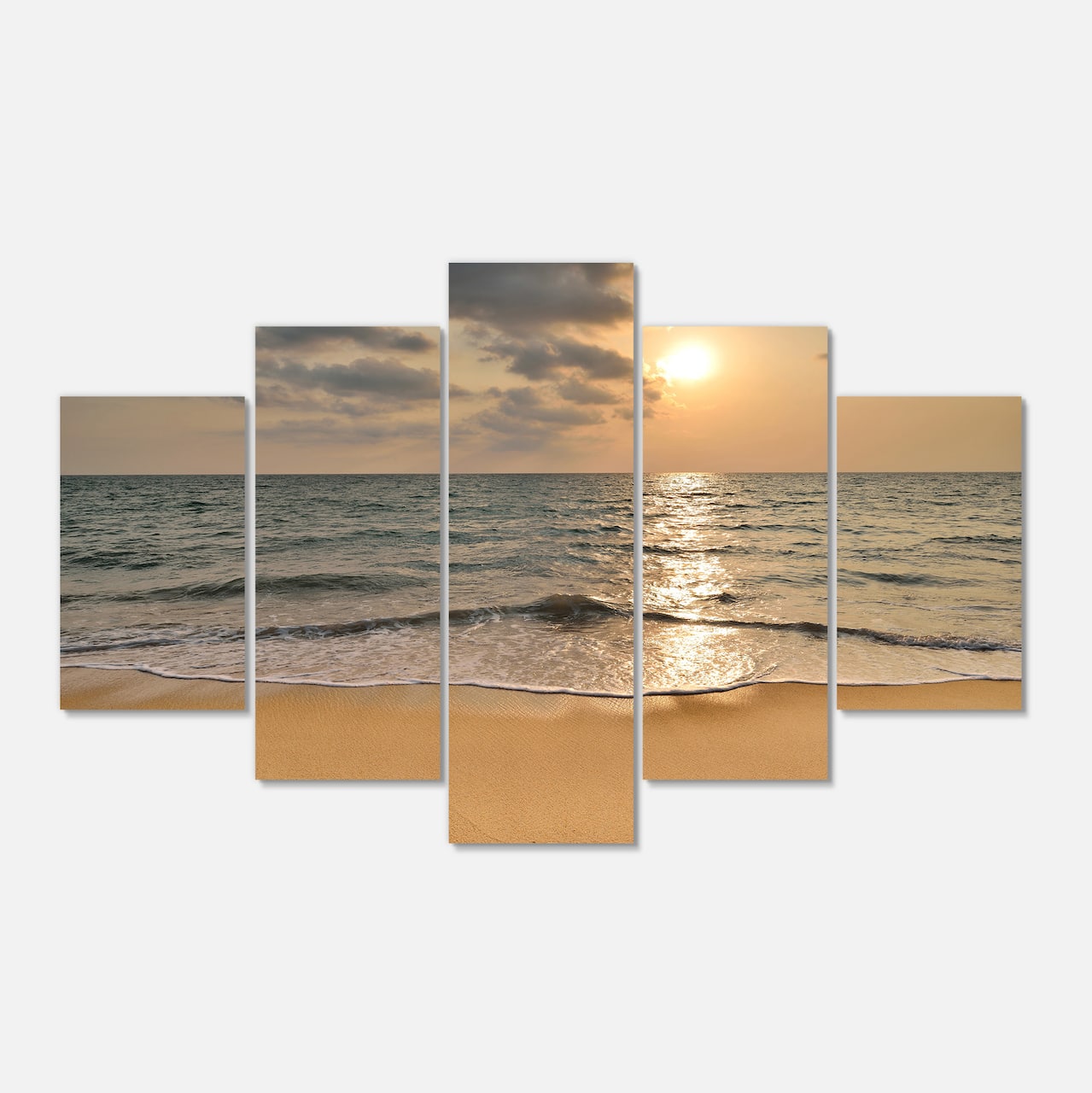Designart - Dark Tropical Sand Beach at Sunset - Modern Seascape Canvas Artwork